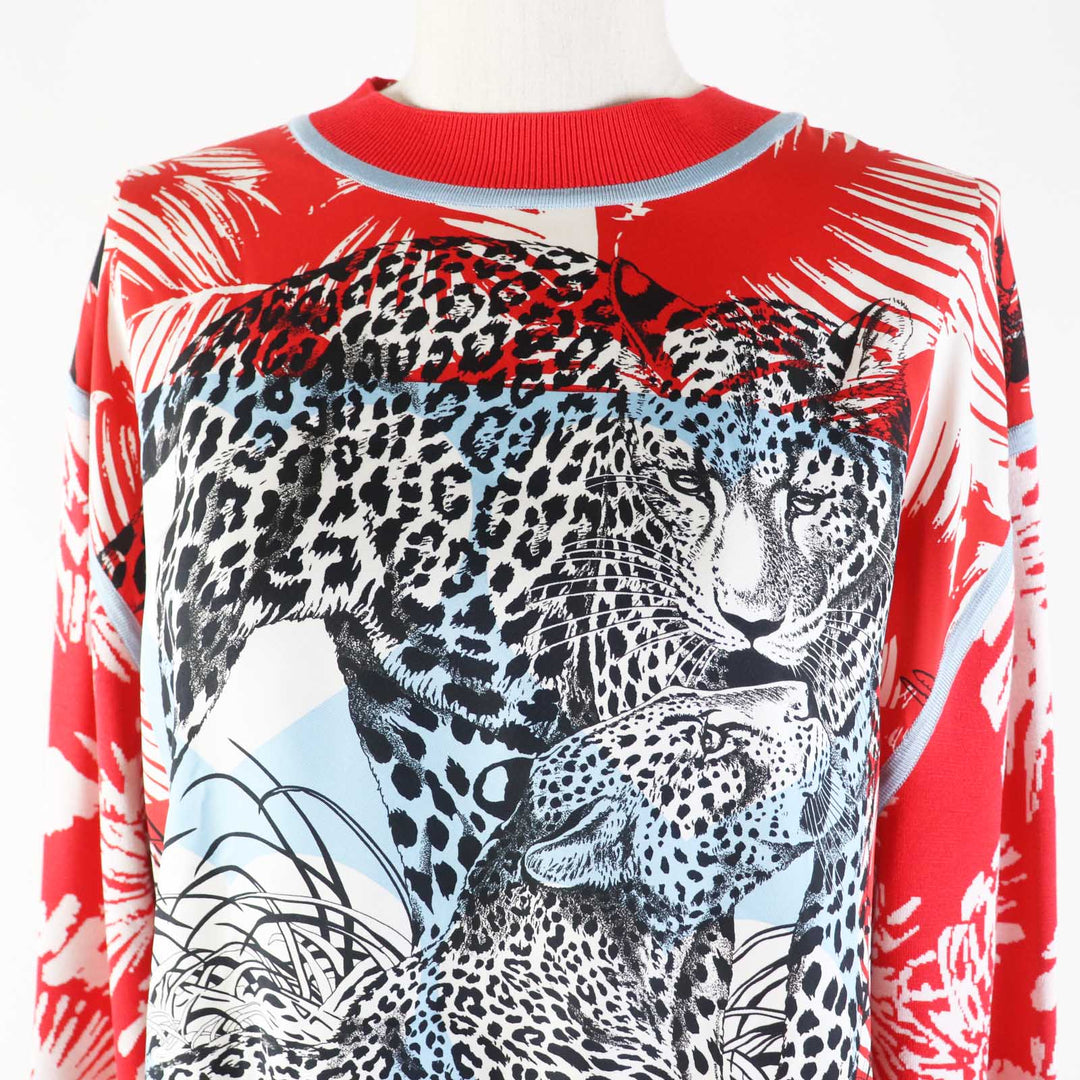 HERMES tops 3E2816D3 Outer material: 100% silk, Outer material: 86% rayon, Outer material: 10% silk, Outer material: 3%, Outer material: 1% polyurethane, Other: 95% silk, 4% polyamide, 1% polyurethane Red JUNGLE LOVE Women 36 Used Authentic