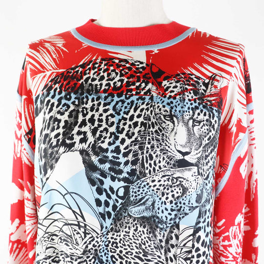 HERMES tops 3E2816D3 Outer material: 100% silk, Outer material: 86% rayon, Outer material: 10% silk, Outer material: 3%, Outer material: 1% polyurethane, Other: 95% silk, 4% polyamide, 1% polyurethane Red JUNGLE LOVE Women 36 Used Authentic