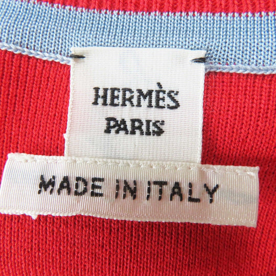 HERMES tops 3E2816D3 Outer material: 100% silk, Outer material: 86% rayon, Outer material: 10% silk, Outer material: 3%, Outer material: 1% polyurethane, Other: 95% silk, 4% polyamide, 1% polyurethane Red JUNGLE LOVE Women 36 Used Authentic