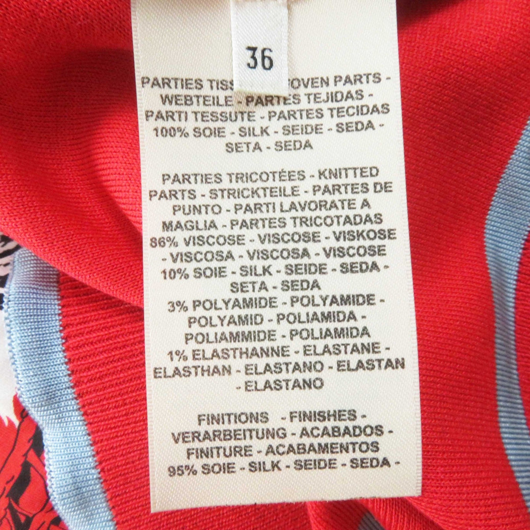HERMES tops 3E2816D3 Outer material: 100% silk, Outer material: 86% rayon, Outer material: 10% silk, Outer material: 3%, Outer material: 1% polyurethane, Other: 95% silk, 4% polyamide, 1% polyurethane Red JUNGLE LOVE Women 36 Used Authentic