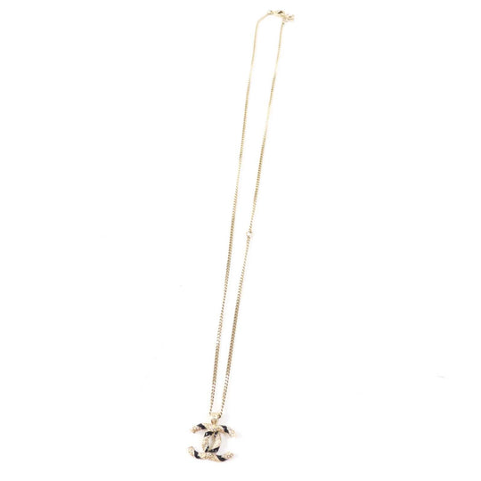 CHANEL Necklace A21C Metal.Faux pearl.Rhinestone Gold black Women Used Authentic