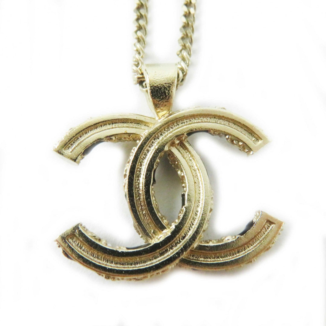 CHANEL Necklace A21C Metal.Faux pearl.Rhinestone Gold black Women Used Authentic