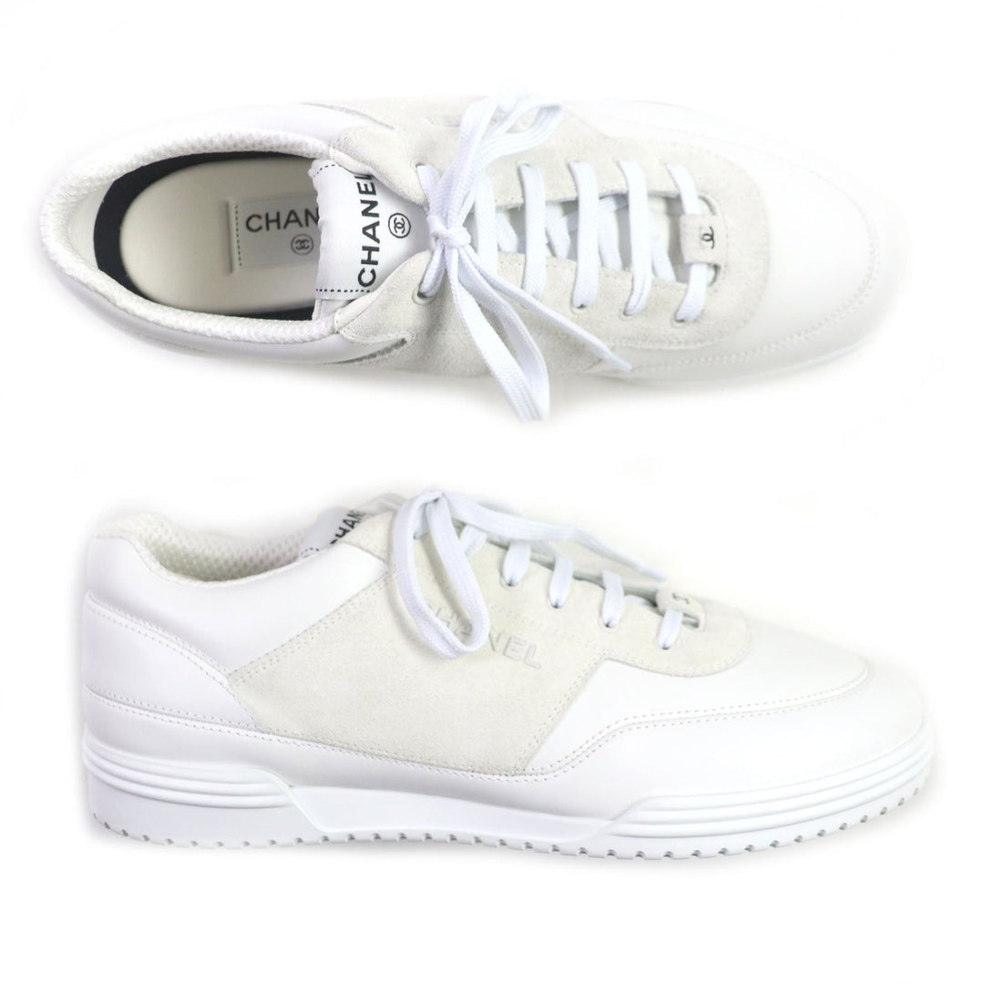 CHANEL Low cut sneakers G45471 Main: Leather, Main: Suede leather white mens 43 Used Authentic