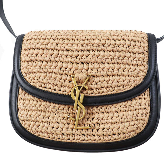 SAINT LAURENT PARIS Shoulder Bag 634818 Main: Raffia, Main: Leather Natural black Kaia Women Used Authentic