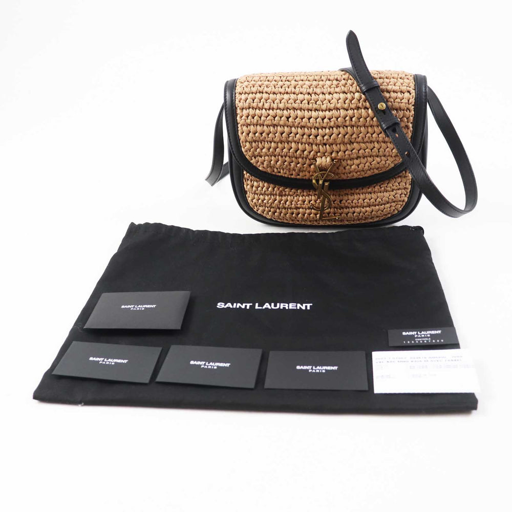 SAINT LAURENT PARIS Shoulder Bag 634818 Main: Raffia, Main: Leather Natural black Kaia Women Used Authentic
