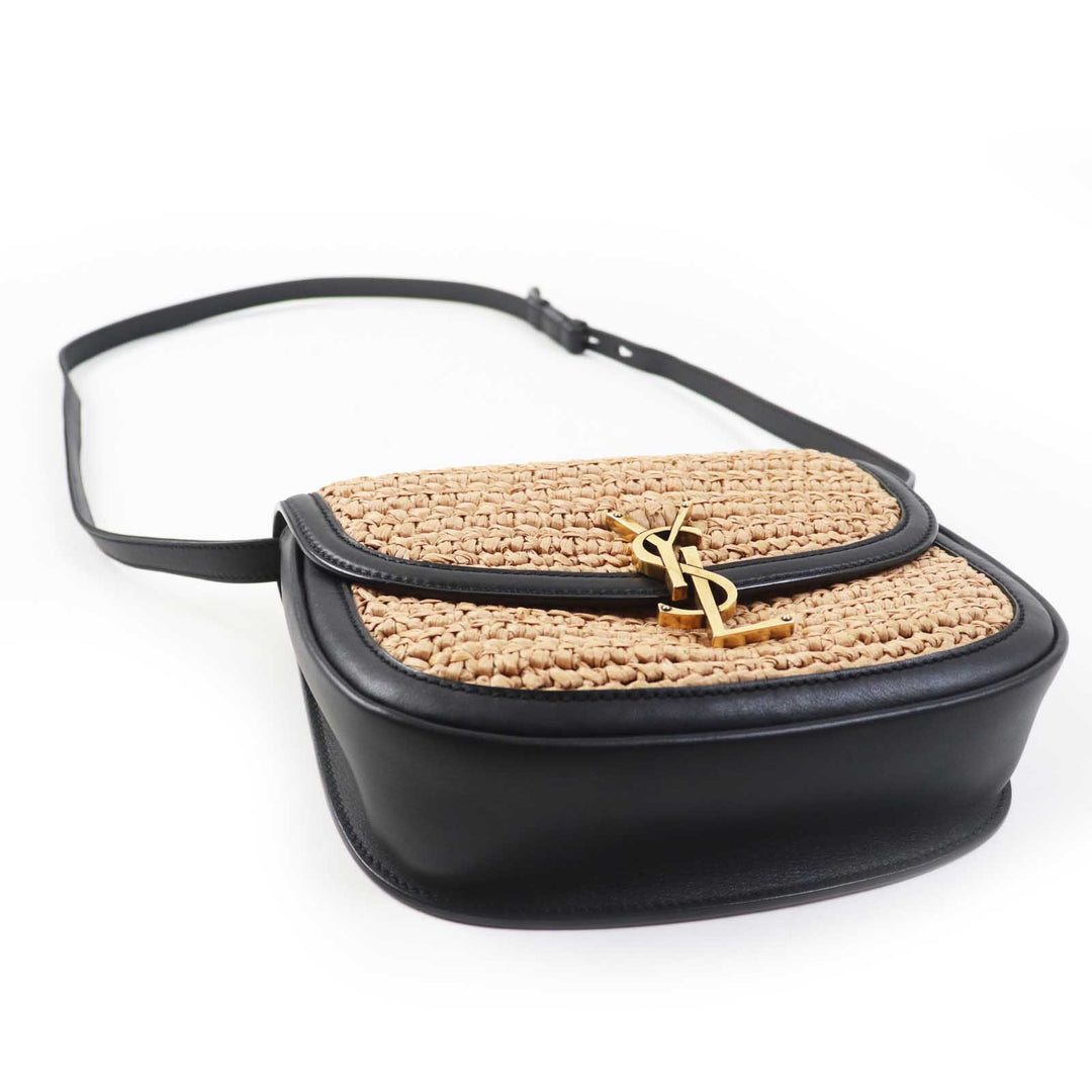 SAINT LAURENT PARIS Shoulder Bag 634818 Main: Raffia, Main: Leather Natural black Kaia Women Used Authentic