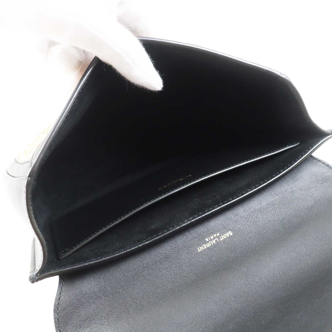 SAINT LAURENT PARIS Shoulder Bag 634818 Main: Raffia, Main: Leather Natural black Kaia Women Used Authentic