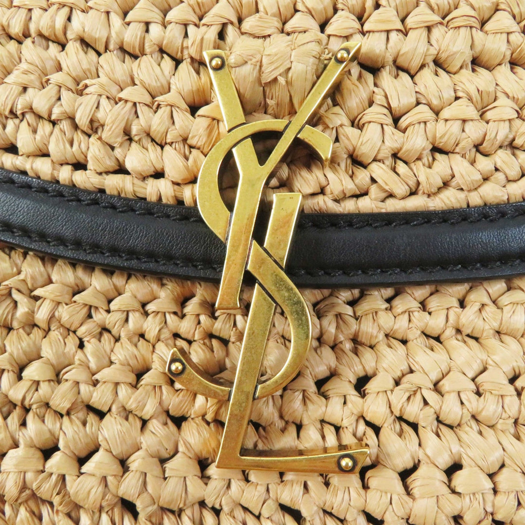 SAINT LAURENT PARIS Shoulder Bag 634818 Main: Raffia, Main: Leather Natural black Kaia Women Used Authentic