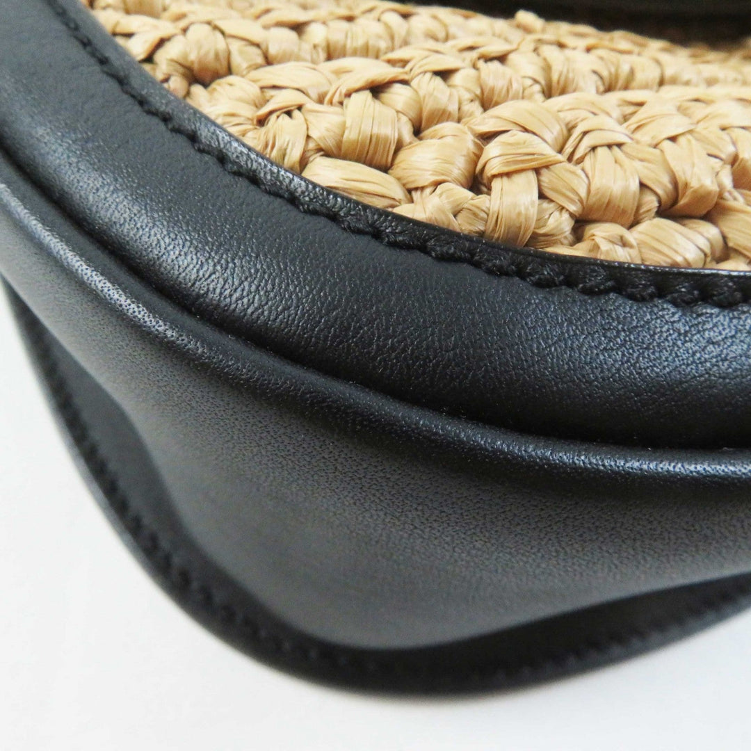 SAINT LAURENT PARIS Shoulder Bag 634818 Main: Raffia, Main: Leather Natural black Kaia Women Used Authentic