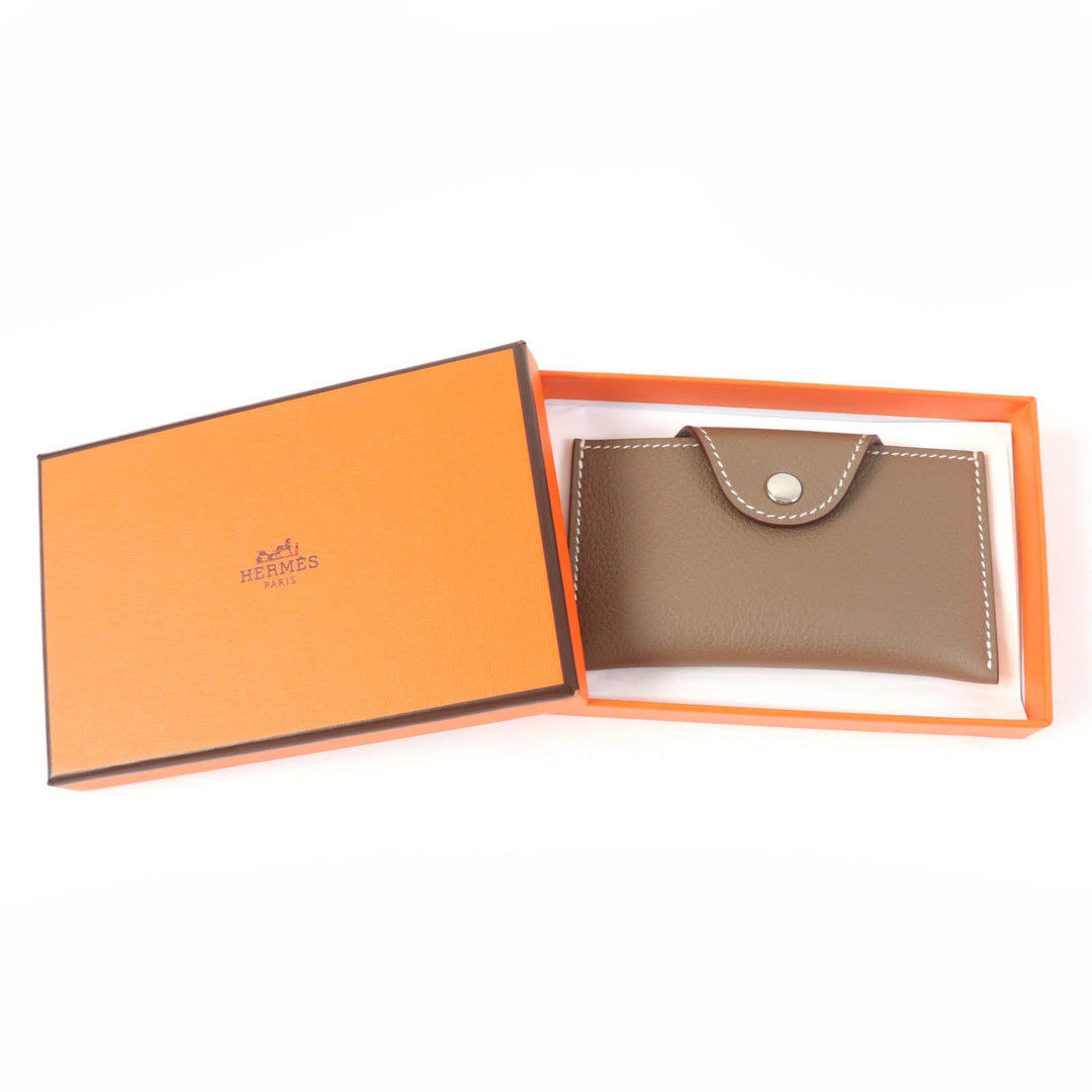 HERMES Card Case Main: Evercolor Etope Iliad Women Used Authentic