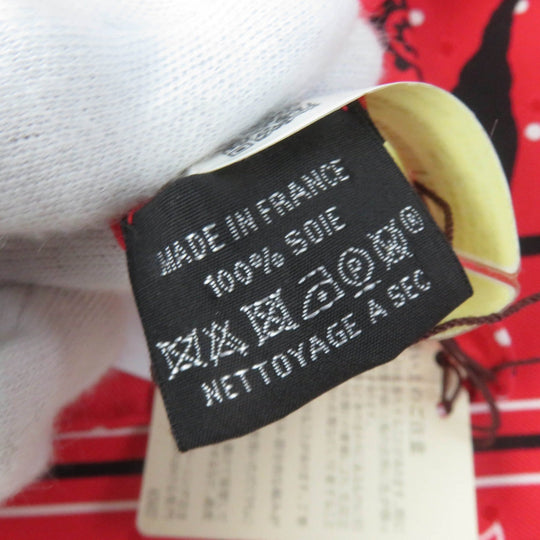 HERMES scarf silk Rouge Noir Blanc Carre55 LES CLES Les Cls Key Women Used Authentic