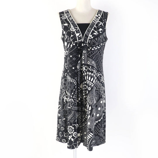 LEONARD FASHION one piece 0330802 Main: 100% cotton black Women 40 Used Authentic
