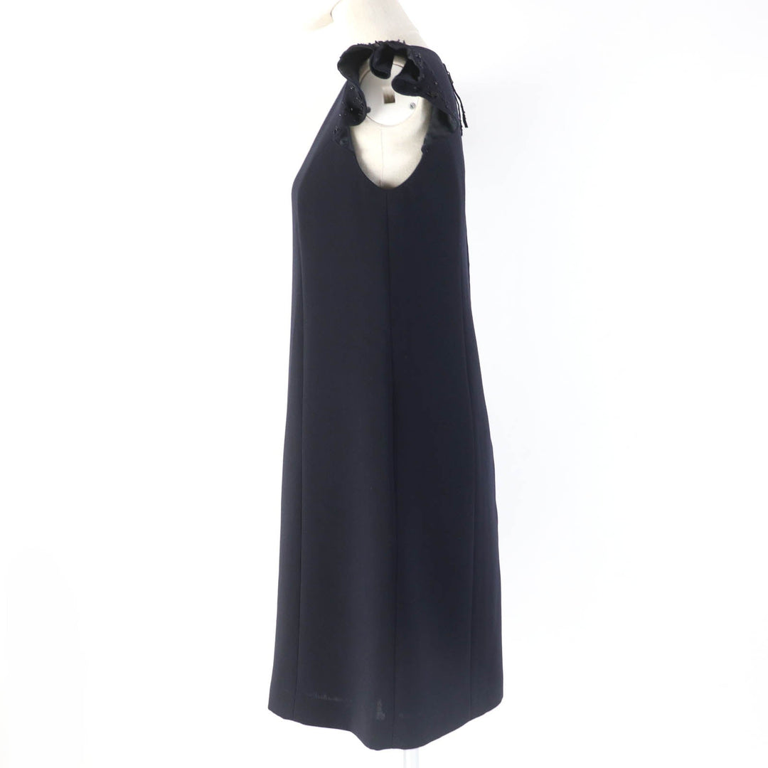FOXEY one piece 39335 Main: 80% wool, Main: 20% polyester, Lining: 100% cupra, Part: 100% cotton Dark navy Women 38 Used Authentic