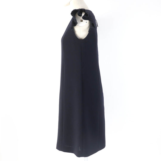 FOXEY one piece 39335 Main: 80% wool, Main: 20% polyester, Lining: 100% cupra, Part: 100% cotton Dark navy Women 38 Used Authentic