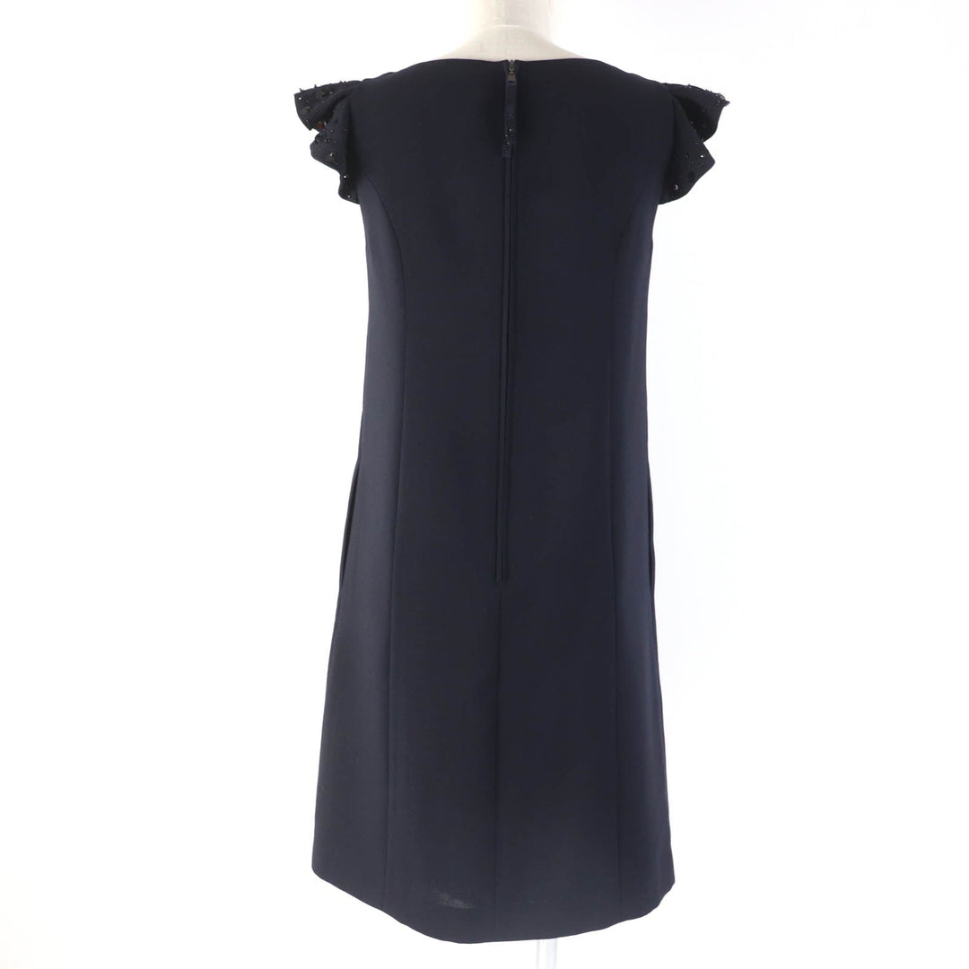 FOXEY one piece 39335 Main: 80% wool, Main: 20% polyester, Lining: 100% cupra, Part: 100% cotton Dark navy Women 38 Used Authentic
