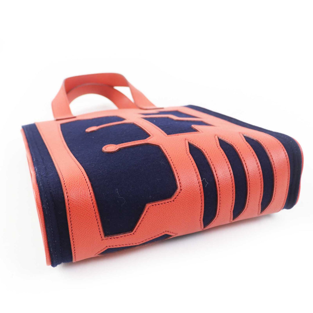 HERMES Tote Bag Main: Epsom, felt Coral Pink Navy Petit h Women Used Authentic