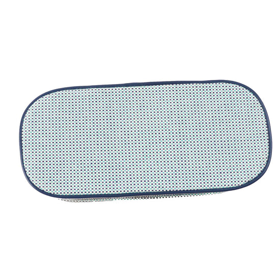 HERMES Cosmetics Pouch Outer: 100% cotton; Lining: 92% cotton, 8% polyurethane; Trim: leather Blue type ESCALE TROUSSE TOILE H Escal Women Used Authentic