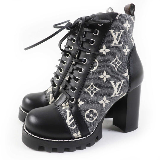 LOUIS VUITTON Ankle boots 1AB2XR Main: Leather, Part: Denim Black Gray type Star trail line Women 36 Used Authentic