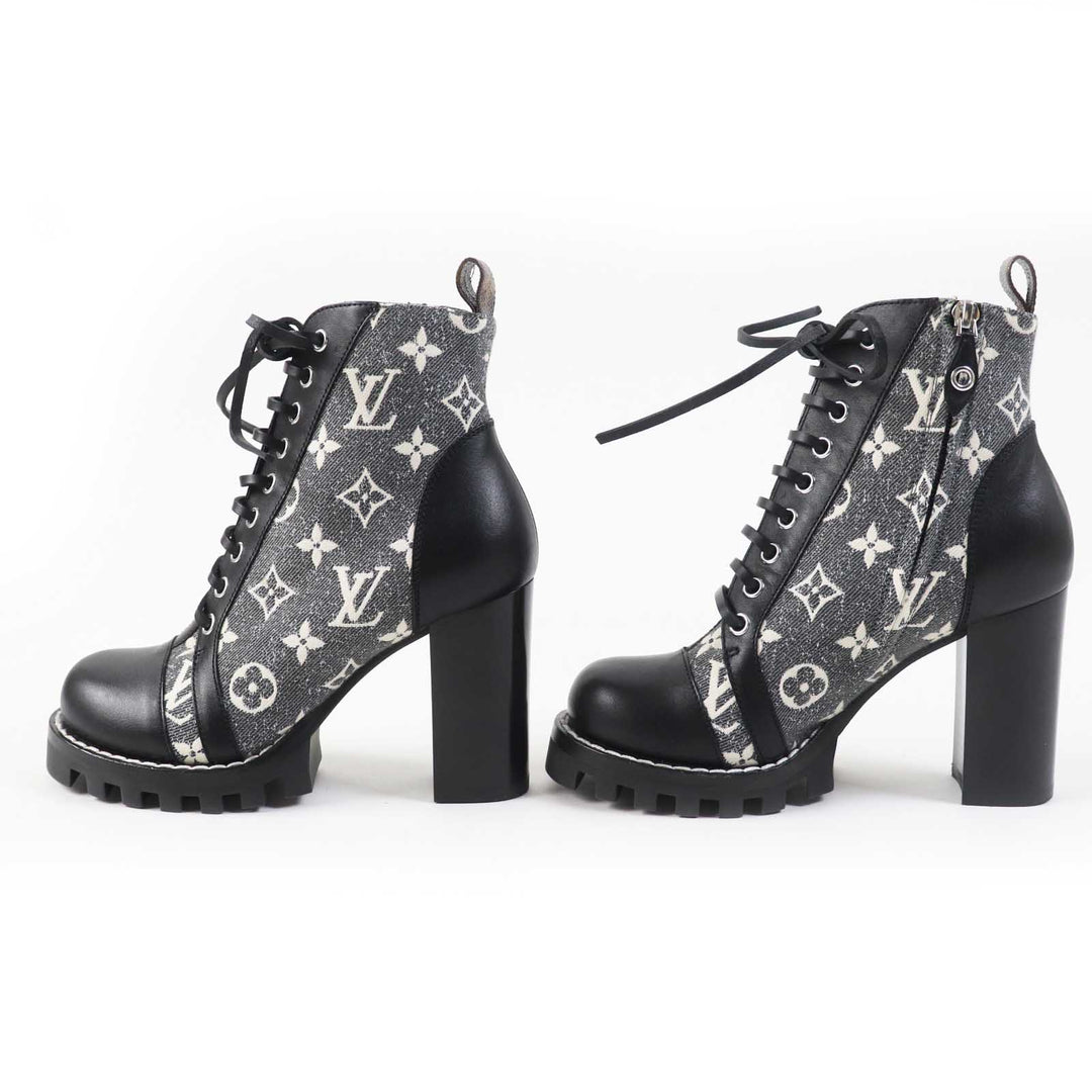 LOUIS VUITTON Ankle boots 1AB2XR Main: Leather, Part: Denim Black Gray type Star trail line Women 36 Used Authentic