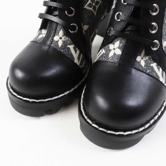 LOUIS VUITTON Ankle boots 1AB2XR Main: Leather, Part: Denim Black Gray type Star trail line Women 36 Used Authentic