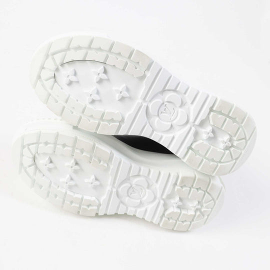 LOUIS VUITTON short boots Part: Leather Black White LV squad line Women 35 Used Authentic