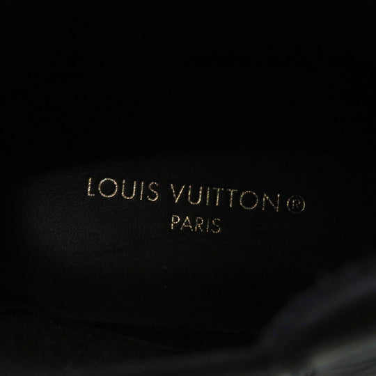 LOUIS VUITTON short boots Part: Leather Black White LV squad line Women 35 Used Authentic