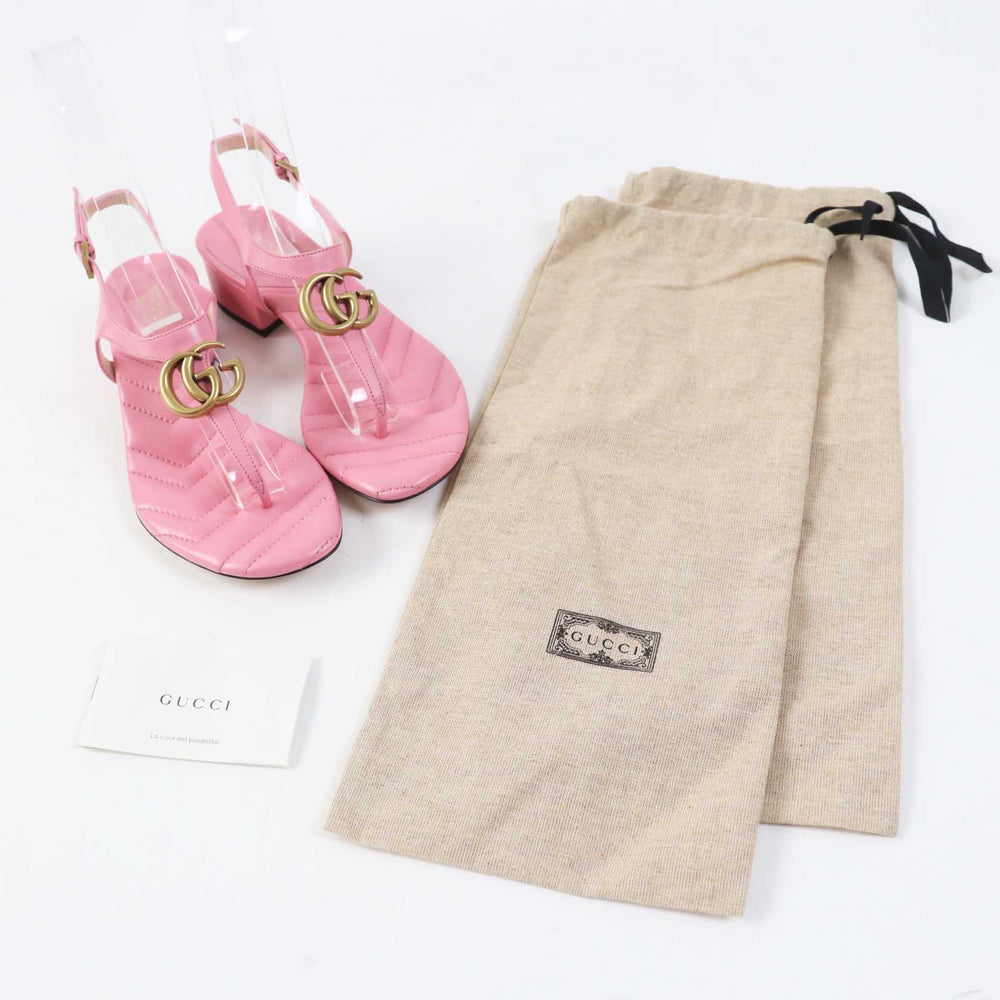 GUCCI Sandals 674840 Main: Leather pink Women 34 1/2 Used Authentic