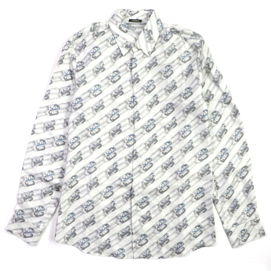 FENDI Long sleeve shirt FS0585 Main: 100% silk Light gray mens 39 Used Authentic