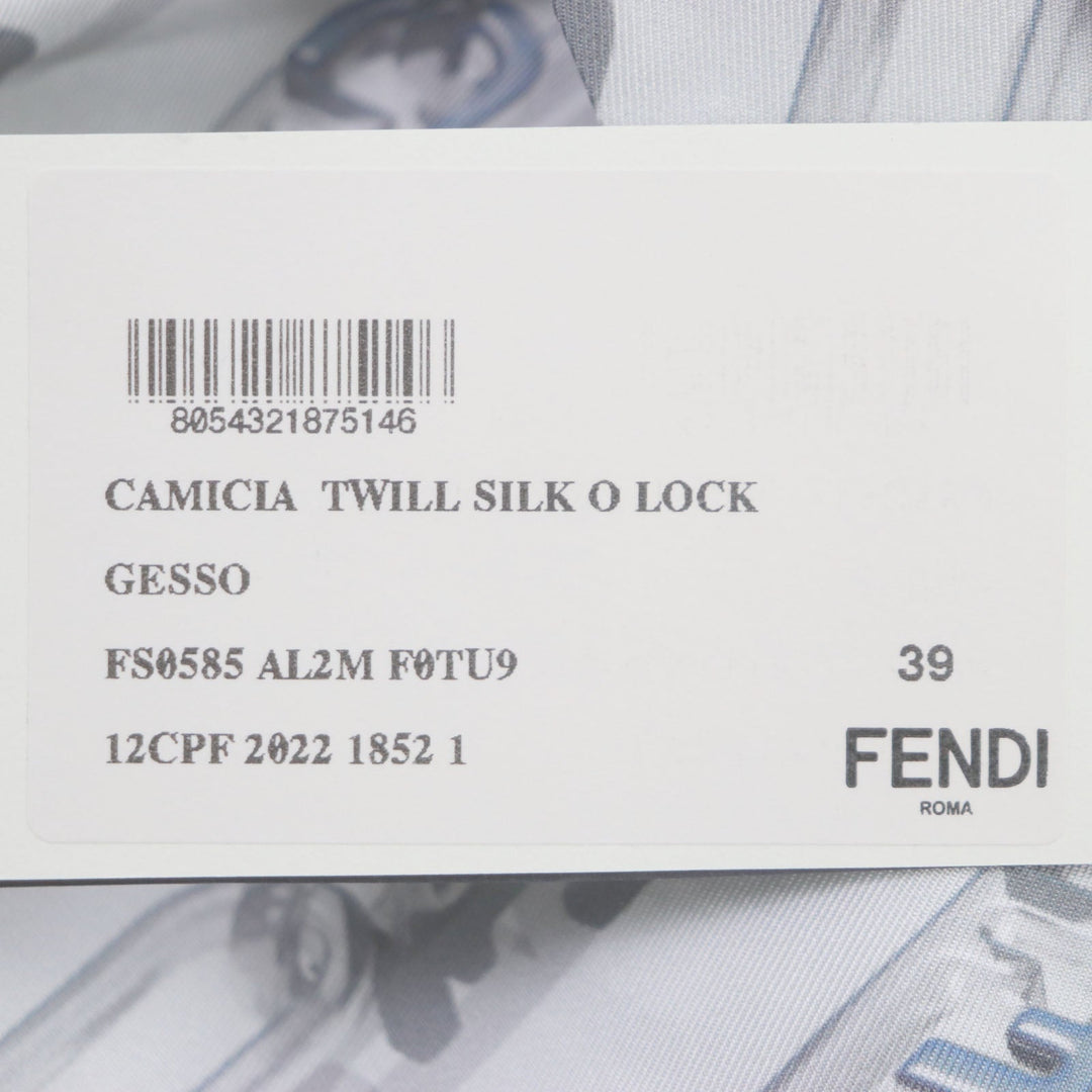 FENDI Long sleeve shirt FS0585 Main: 100% silk Light gray mens 39 Used Authentic