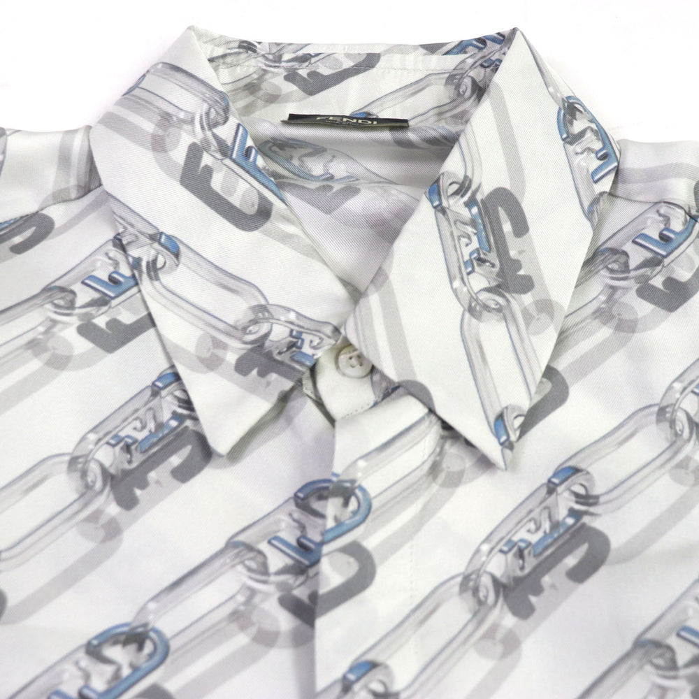 FENDI Long sleeve shirt FS0585 Main: 100% silk Light gray mens 39 Used Authentic