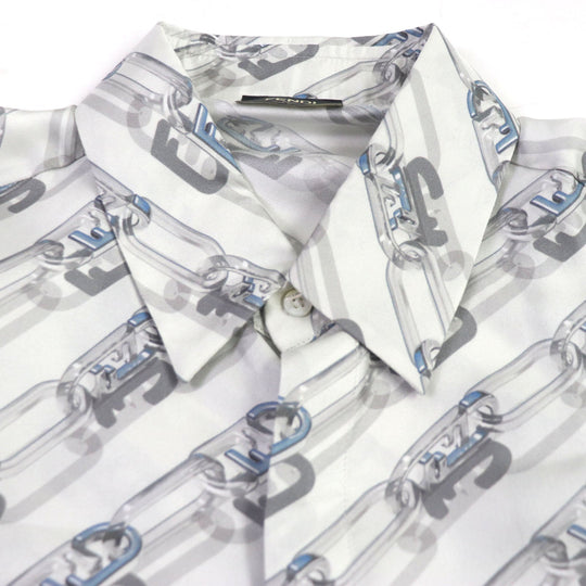 FENDI Long sleeve shirt FS0585 Main: 100% silk Light gray mens 39 Used Authentic