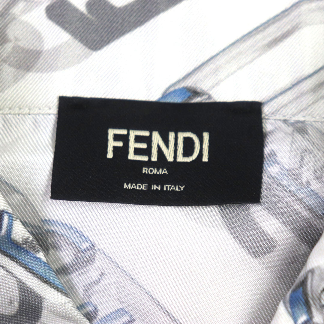 FENDI Long sleeve shirt FS0585 Main: 100% silk Light gray mens 39 Used Authentic