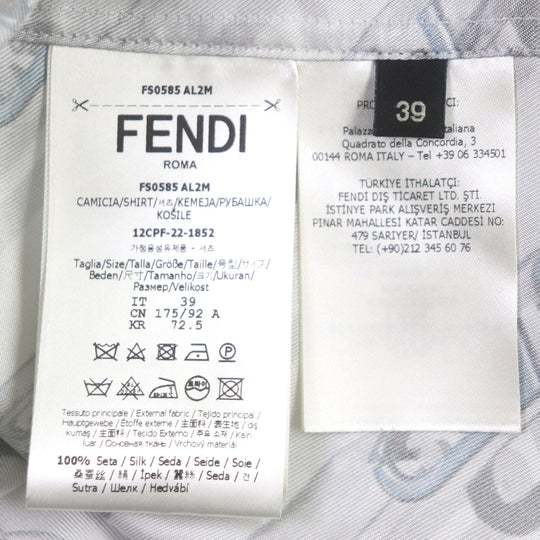 FENDI Long sleeve shirt FS0585 Main: 100% silk Light gray mens 39 Used Authentic