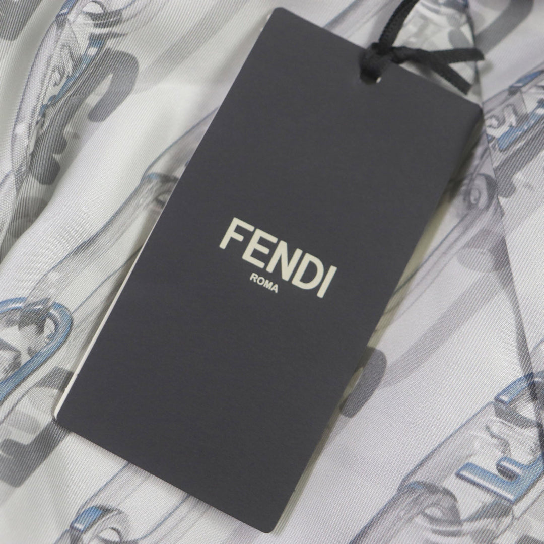 FENDI Long sleeve shirt FS0585 Main: 100% silk Light gray mens 39 Used Authentic