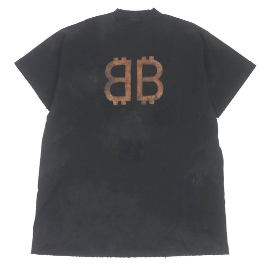 BALENCIAGA Short sleeve T-shirt 739028 cotton black UNISEX mens L Used Authentic