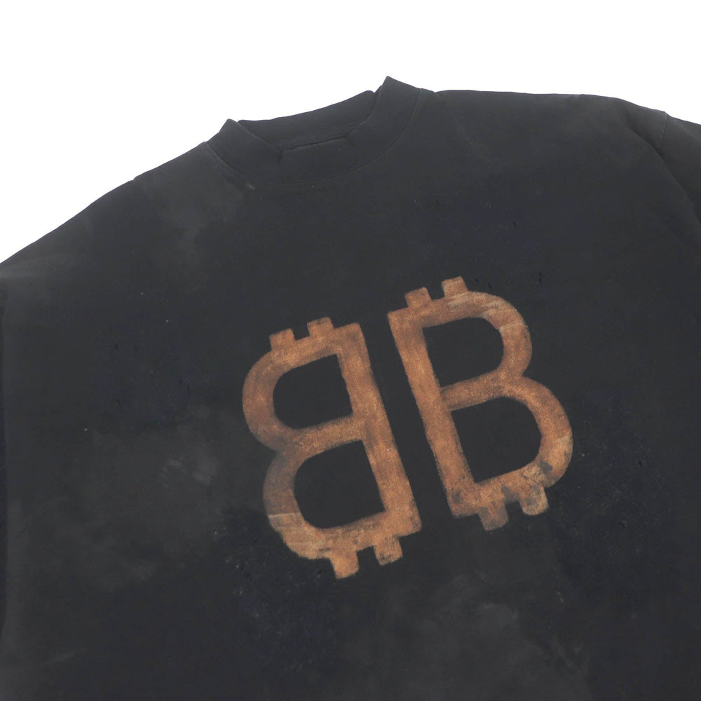 BALENCIAGA Short sleeve T-shirt 739028 cotton black UNISEX mens L Used Authentic