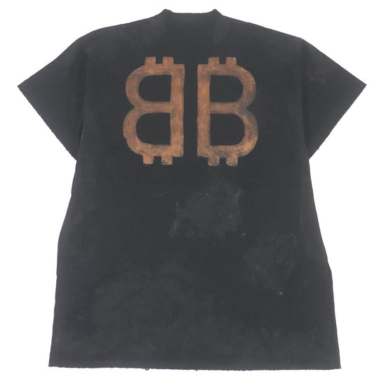 BALENCIAGA Short sleeve T-shirt 739028 cotton black UNISEX mens L Used Authentic