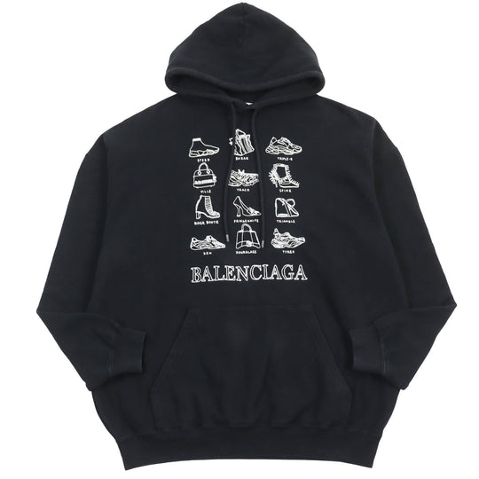 BALENCIAGA Hoodie 578135 Outer material: 100% cotton black mens XS Used Authentic