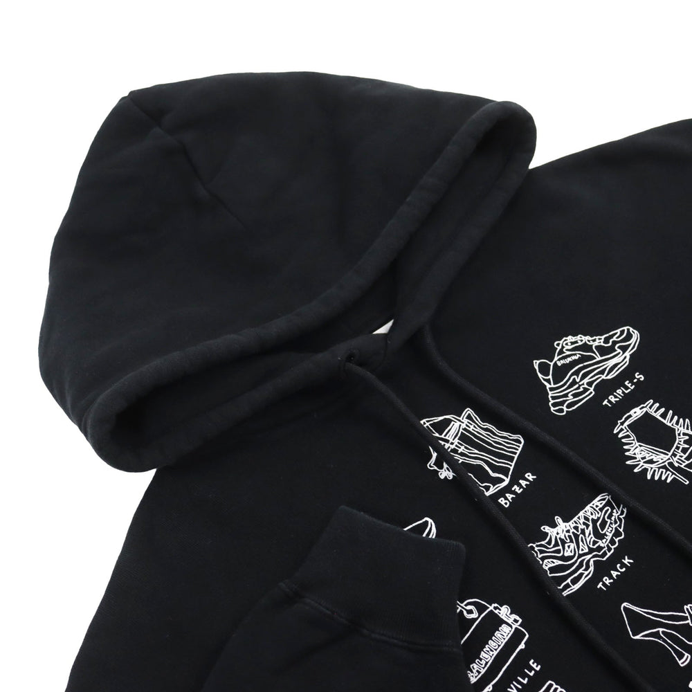BALENCIAGA Hoodie 578135 Outer material: 100% cotton black mens XS Used Authentic