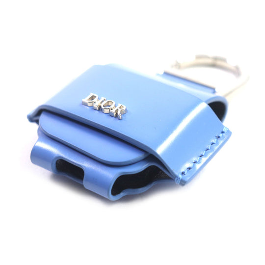 Dior HOMME key ring Main: Leather Light Blue Silver mens Used Authentic