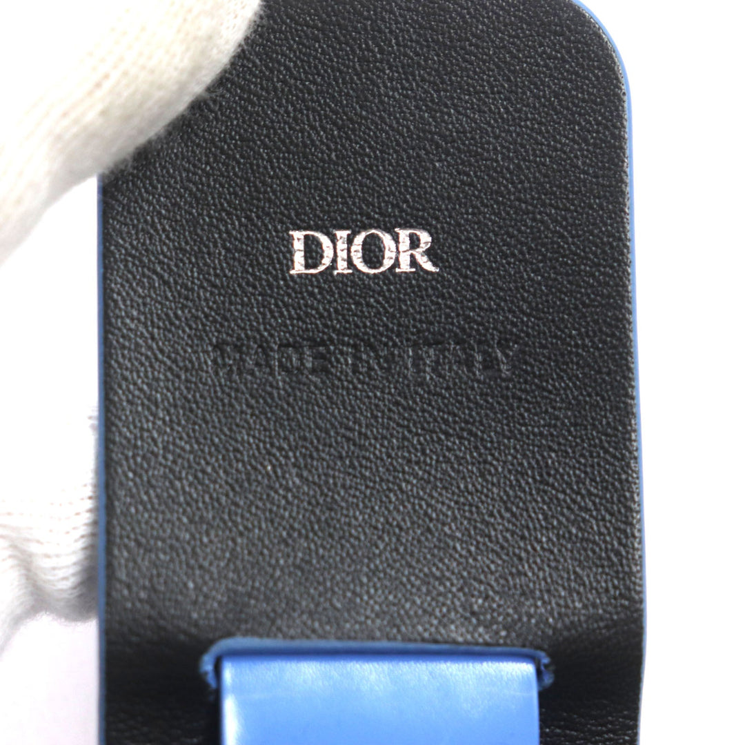 Dior HOMME key ring Main: Leather Light Blue Silver mens Used Authentic