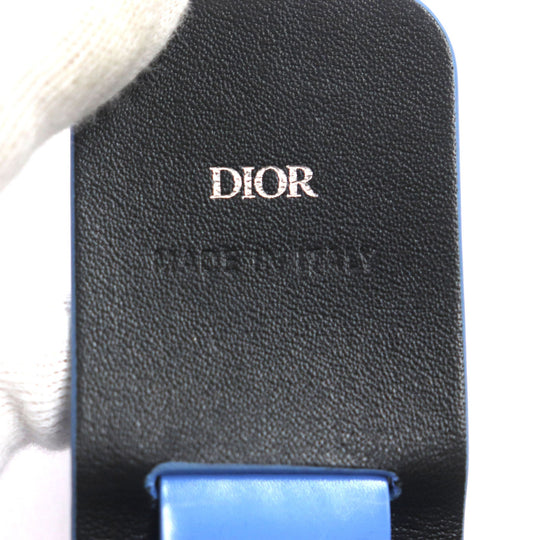 Dior HOMME key ring Main: Leather Light Blue Silver mens Used Authentic