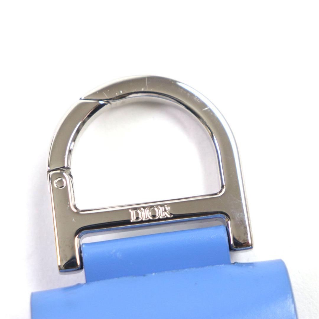 Dior HOMME key ring Main: Leather Light Blue Silver mens Used Authentic