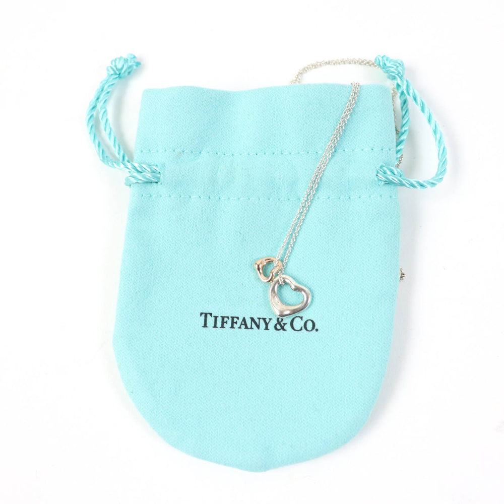 TIFFANY&Co. Necklace Main: AG925, Part: 750 Silver gold El Saperetti Double Open Heart Necklace Women Used Authentic