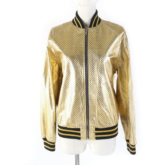 GUCCI Bomber jacket 519455 Main: Sheepskin, Part: 97% cotton, Part: 2% nylon, Part: 1% polyurethane, Lining: 100% cotton gold Women 38 Used Authentic