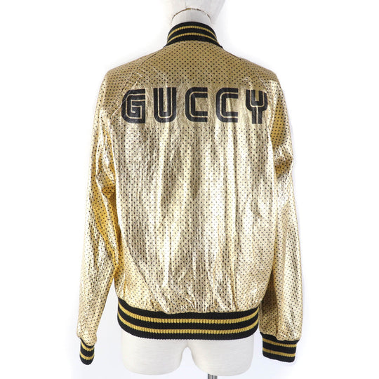 GUCCI Bomber jacket 519455 Main: Sheepskin, Part: 97% cotton, Part: 2% nylon, Part: 1% polyurethane, Lining: 100% cotton gold Women 38 Used Authentic