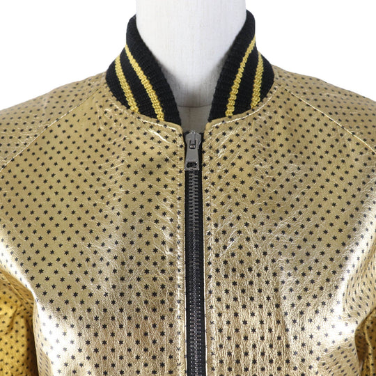 GUCCI Bomber jacket 519455 Main: Sheepskin, Part: 97% cotton, Part: 2% nylon, Part: 1% polyurethane, Lining: 100% cotton gold Women 38 Used Authentic