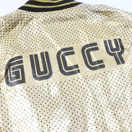 GUCCI Bomber jacket 519455 Main: Sheepskin, Part: 97% cotton, Part: 2% nylon, Part: 1% polyurethane, Lining: 100% cotton gold Women 38 Used Authentic