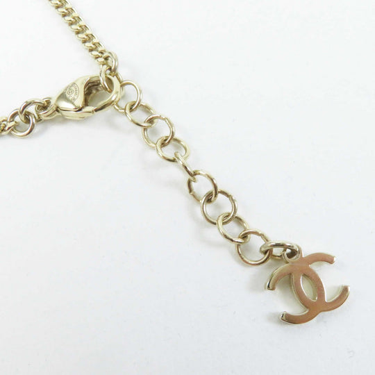 CHANEL bracelet F23C Gold Plated. Rhinestone gold Women Used Authentic