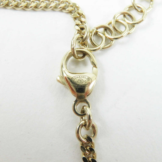 CHANEL bracelet F23C Gold Plated. Rhinestone gold Women Used Authentic